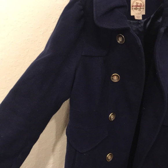 HYDRAULIC pea coat double breasted Large Blue Lg - Picture 5 of 8